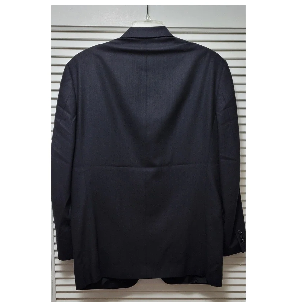Blazer Sport Coat Jacket Andrew Fezza Mens 39R Navy Blue 3-Button Stretch